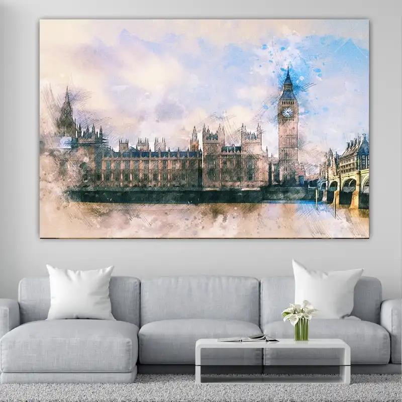 تابلو بوم طرح نقاشی پل لندن مدل SDB4812