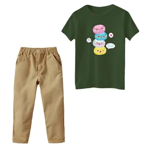 ست تی‌شرت و شلوار دخترانه مدل ماکارون