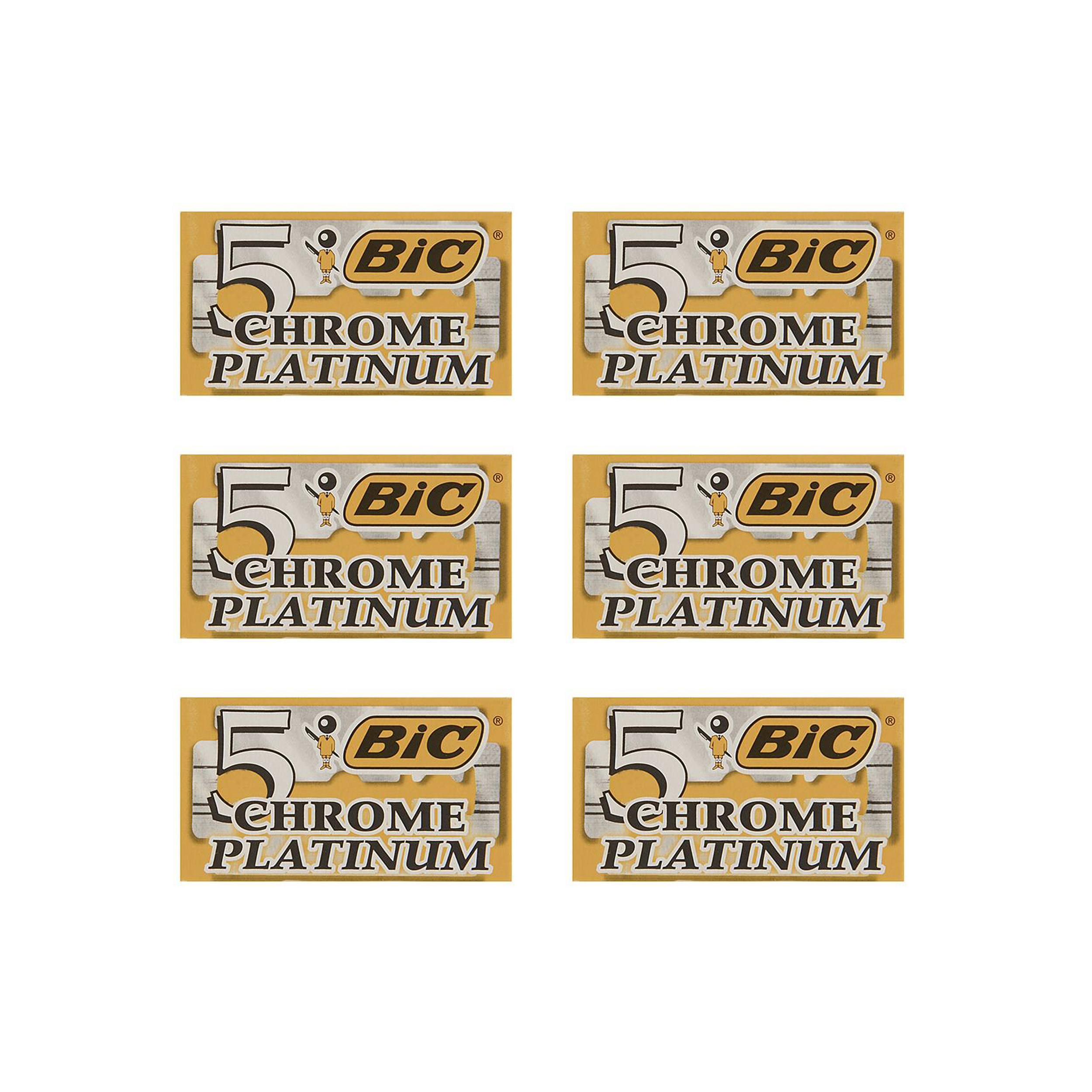 تیغ یدک سنتی بیک مدل Platinum Chromium Double Edge مجموعه 6 عددی
