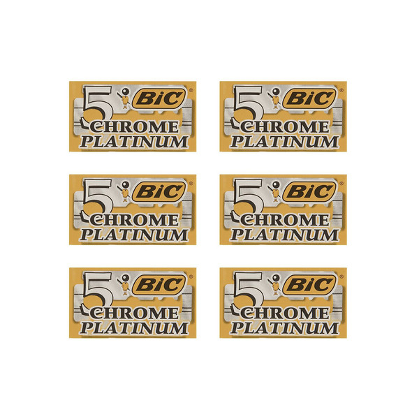 تیغ یدک سنتی بیک مدل Platinum Chromium Double Edge مجموعه 6 عددی