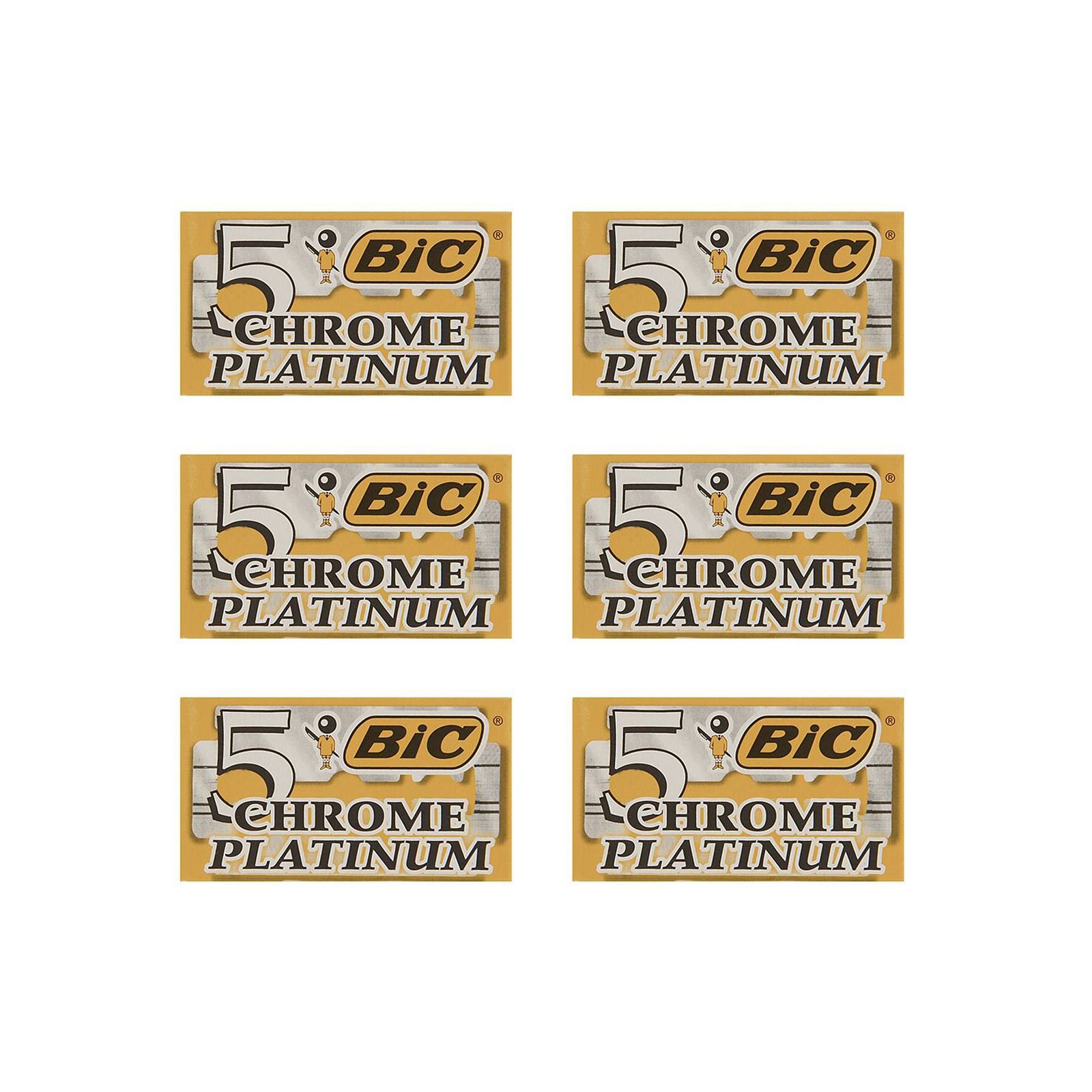 تیغ یدک سنتی بیک مدل Platinum Chromium Double Edge مجموعه 6 عددی -  - 1