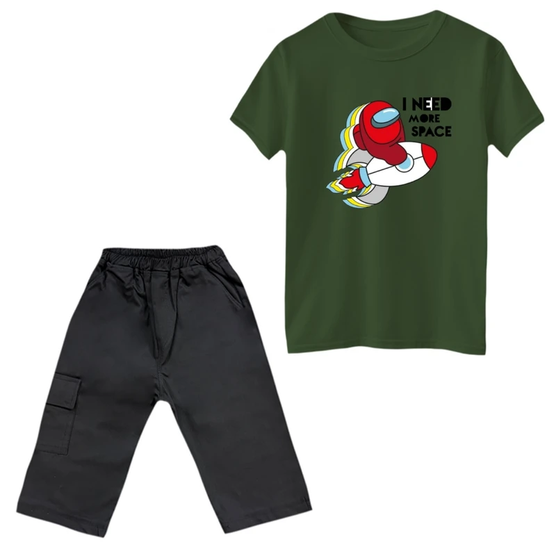 ست تی‌شرت و شلوارک پسرانه مدل امانگ آس کد 3