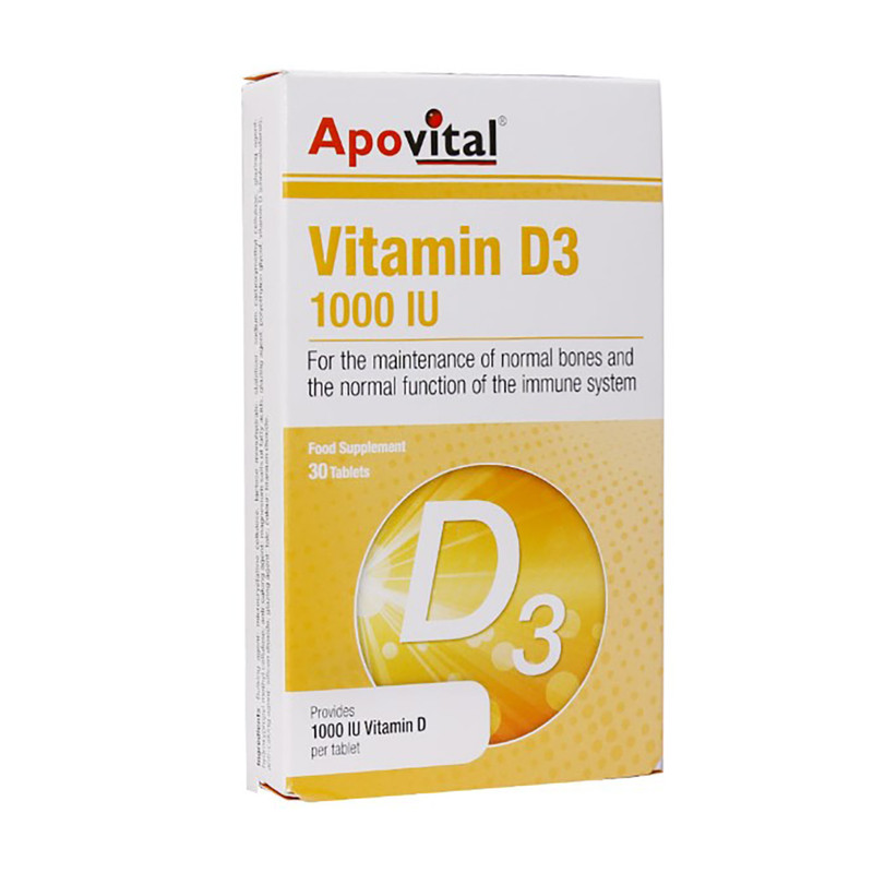 قرص ویتامین D3 1000 واحد آپوویتال بسته 30 عددی