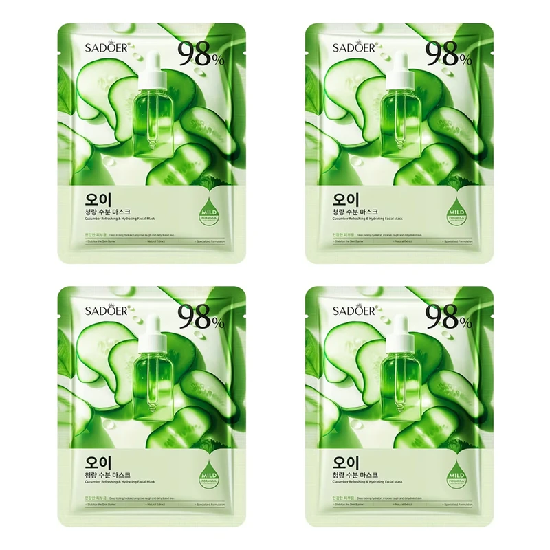 ماسک صورت سادور مدل خیار مناسب برای انواع پوست وزن 25 گرم بسته 4 عددی