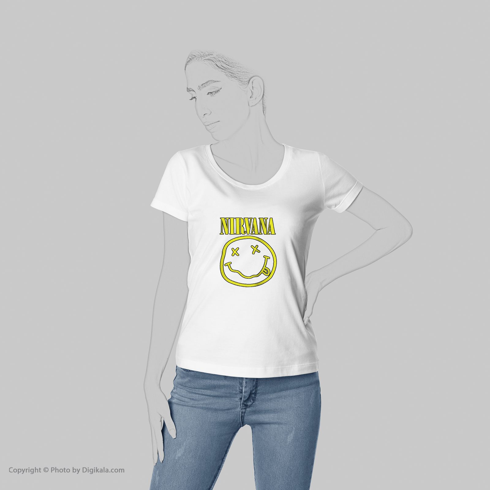 تی شرت زنانه به رسم طرح نیروانا کد 5542 -  - 6