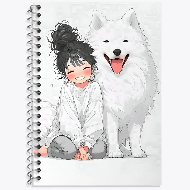 دفتر زبان 50 برگ خندالو مدل دو خط طرح دختر و سگ کد N3440