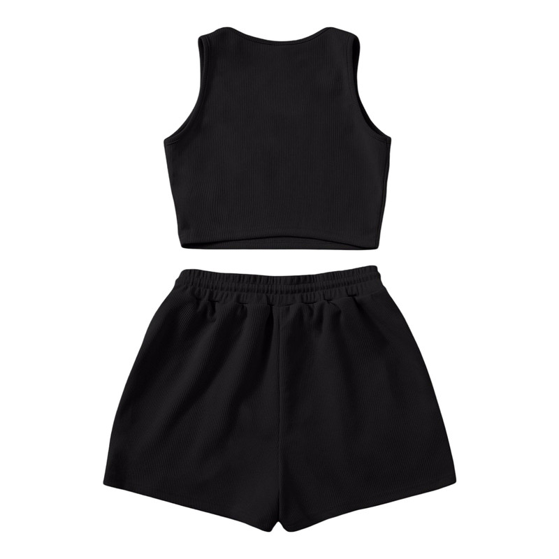 ست کراپ تاپ و شلوارک زنانه آرمادیا مدل کبریتی یقه اسکوپی کد BK16