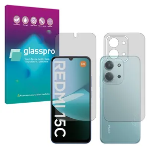 Glass Pro Resistant model matte screen protector suitable for Xiaomi Redmi 15C Mobile phone along with the back protector