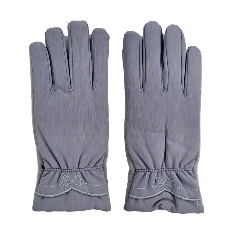 دستکش زنانه مدل AA طرح پاپیون رنگ طوسی