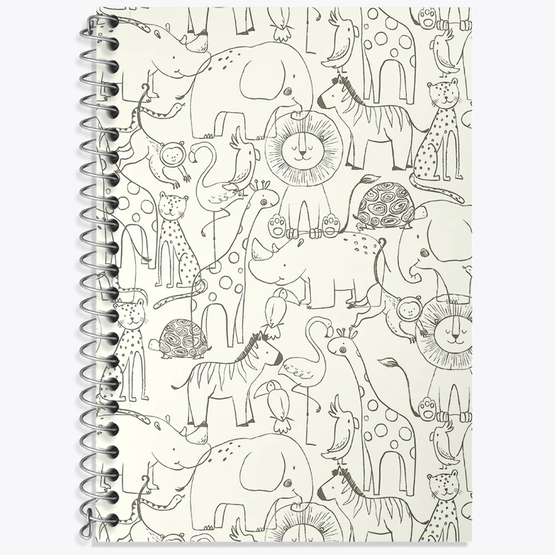 دفتر زبان 50 برگ خندالو مدل سه خط طرح حیوانات بامزه کد N644