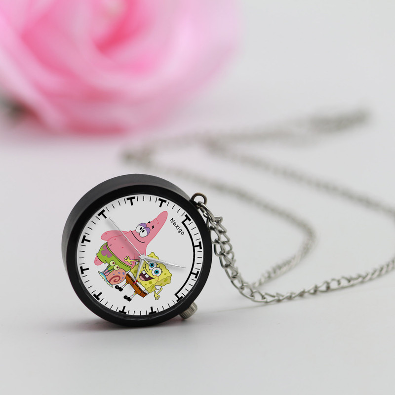 ساعت گردنبندی عقربه ای ناکسیگو مدل باب اسفنجی و پاتریک کد NF11756