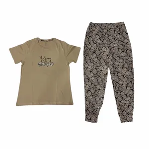 ست تی شرت آستین کوتاه و شلوار زنانه مدل پوست ماری