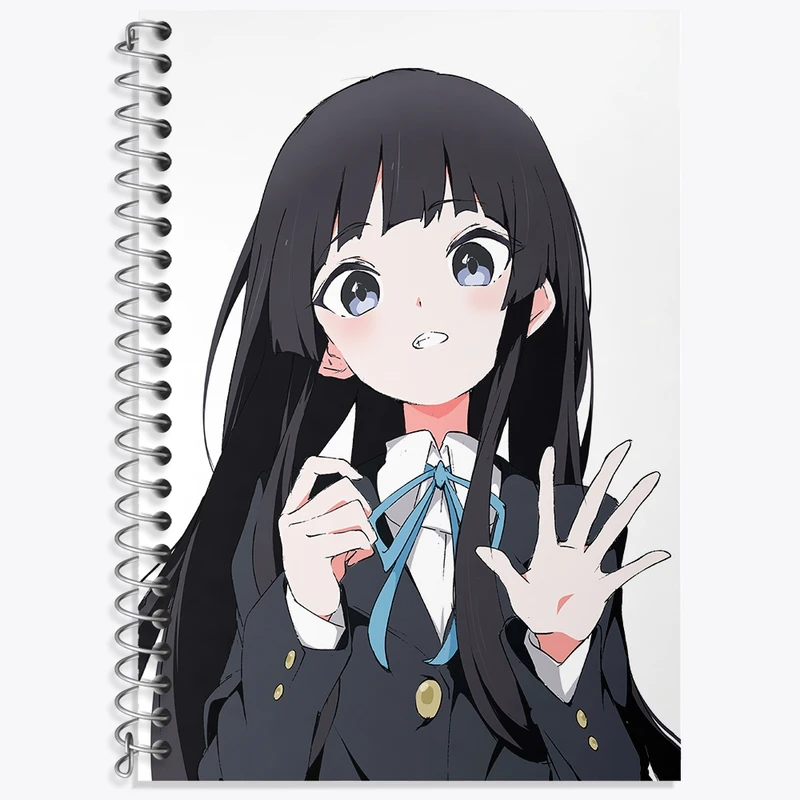 دفتر زبان 50 برگ خندالو مدل دو خط طرح میو انیمه كي اون کد 34141