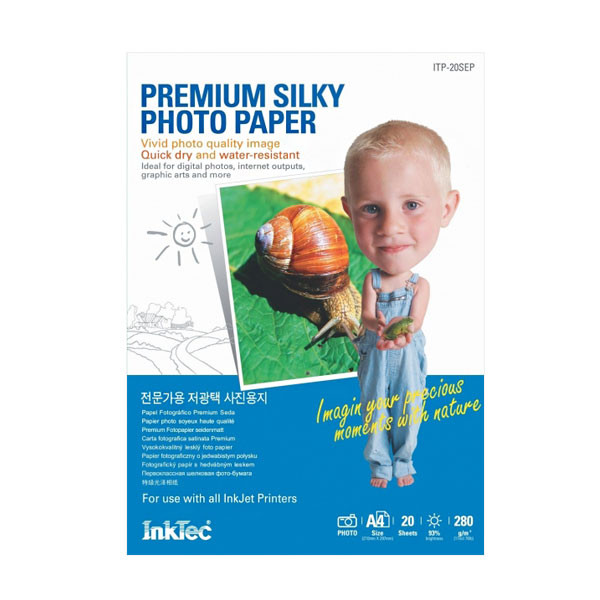 کاغذ چاپ عکس گلاسه مات اینکتک مدل 280 سایز A4 بسته 20 عددی