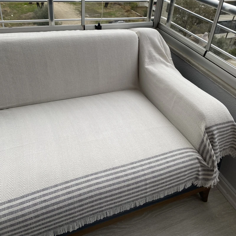 عکس شماره 5 : شال مبل و تخت مدل پنبه ترک طرح زیگزاگی سایز 170x310 سانتی متر