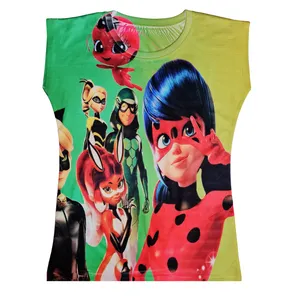 تی شرت آستین کوتاه دخترانه مدل دختر کفشدوزکی کد L40