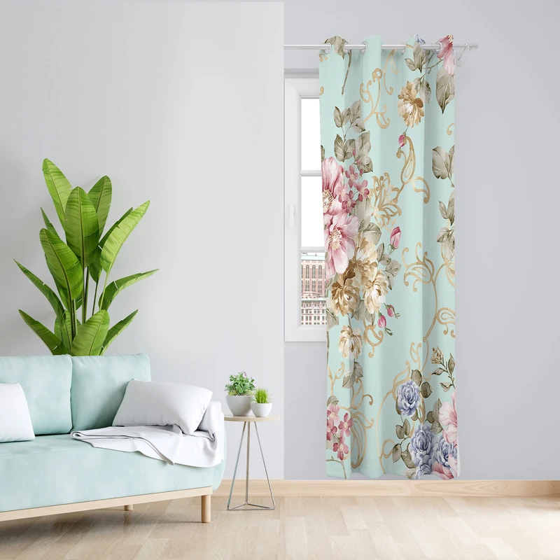 پرده طرح گل مدل مخمل پانچی کد 2209 z سایز 140x200 سانتی متر