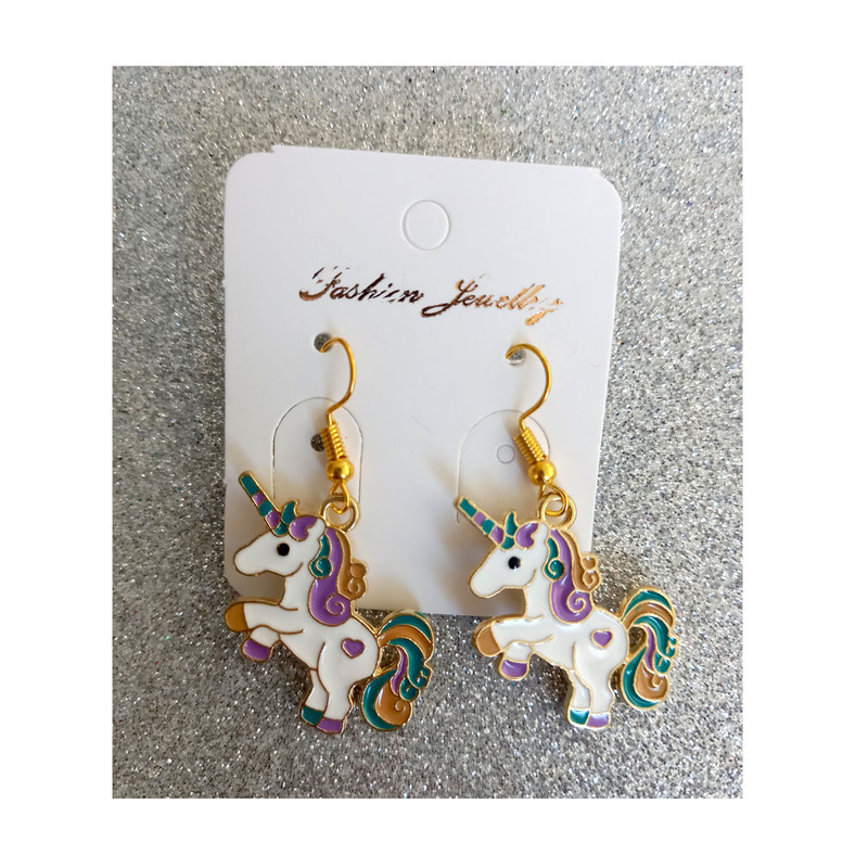 گوشواره دخترانه مدل اسب تک شاخ کد NANUL-01 گوشواره دخترانه مدل اسب تک شاخ کد NANUL-01