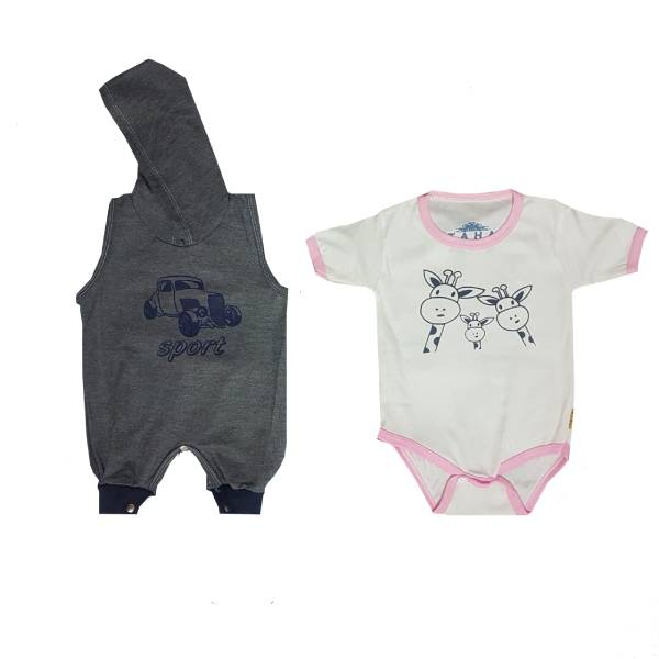 ست بادی و سرهمی نوزادی مدل  زرافه