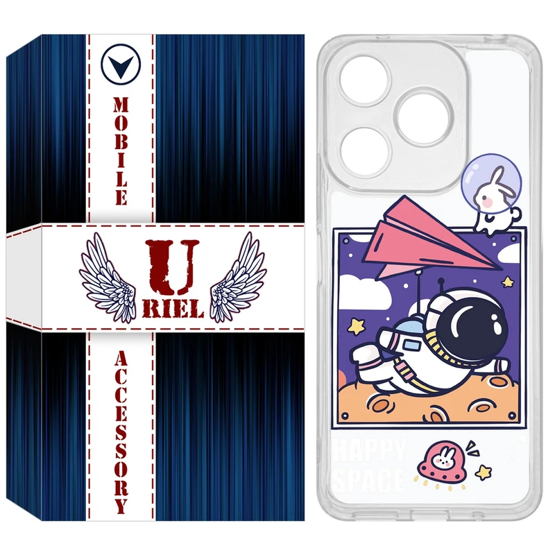 کاور یوریل مدل Clear کد 22 طرح فضانورد مناسب برای گوشی موبایل شیائومی Redmi 13X / 13 / Poco M6 4G