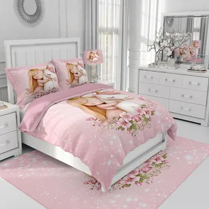 سرویس روتختی یک نفره 4 تکه طرح دخترانه مدل تک شاخ و دختر کد 123534.2