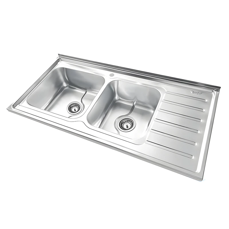 سینک ظرفشویی استیل روکار دو لگنه نگین الماس مدل SA111