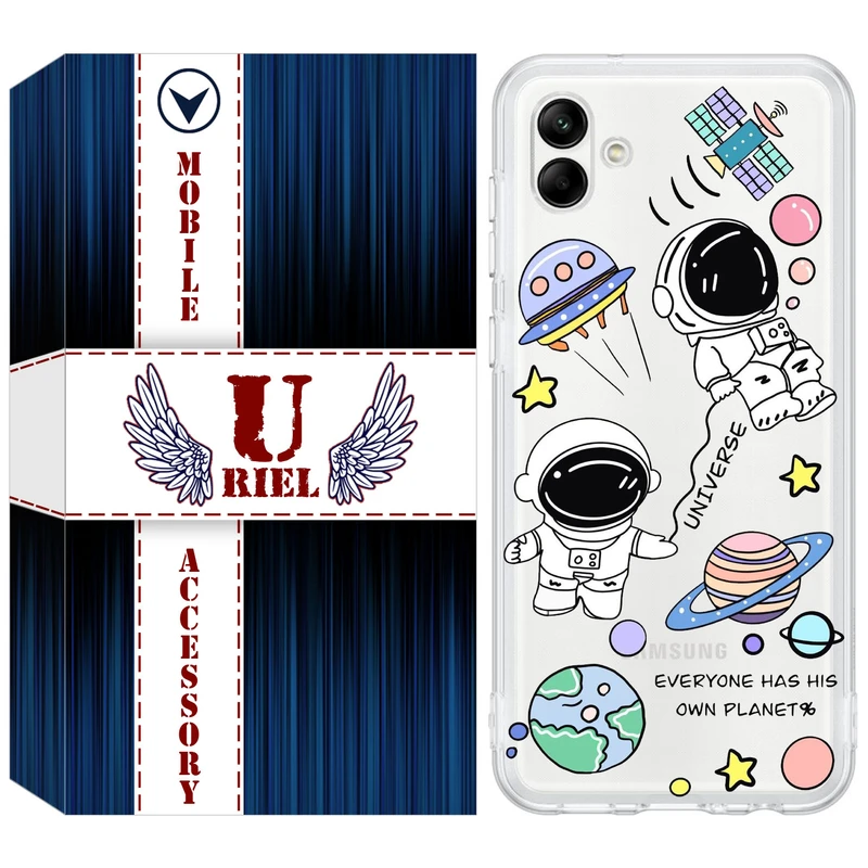 کاور یوریل مدل Clear کد 25 طرح فضانوردان مناسب برای گوشی موبایل سامسونگ Galaxy A04e