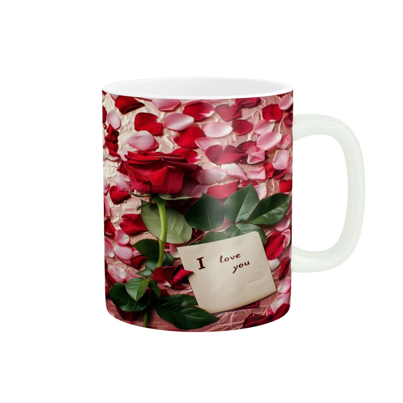 ماگ پاد آفرین مدل فانتزی طرح گل رز قلب عشق love عاشقانه کادو کد p12037