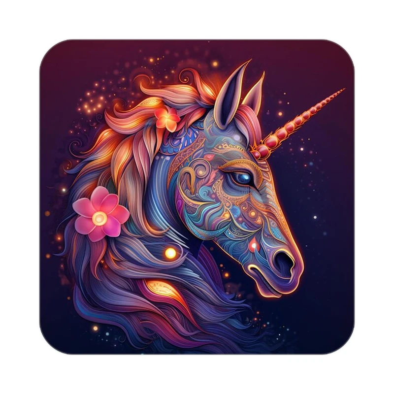 زیر لیوانی کاکتی طرح اسب تک شاخ و یونیکورن مدل mp30216