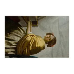 کاغذ کادو ترمه طراحان ایده مدل زن جوان پشت ساز ویرژینال از ورمر کد art0593 سایز 57x37 سانتی متر