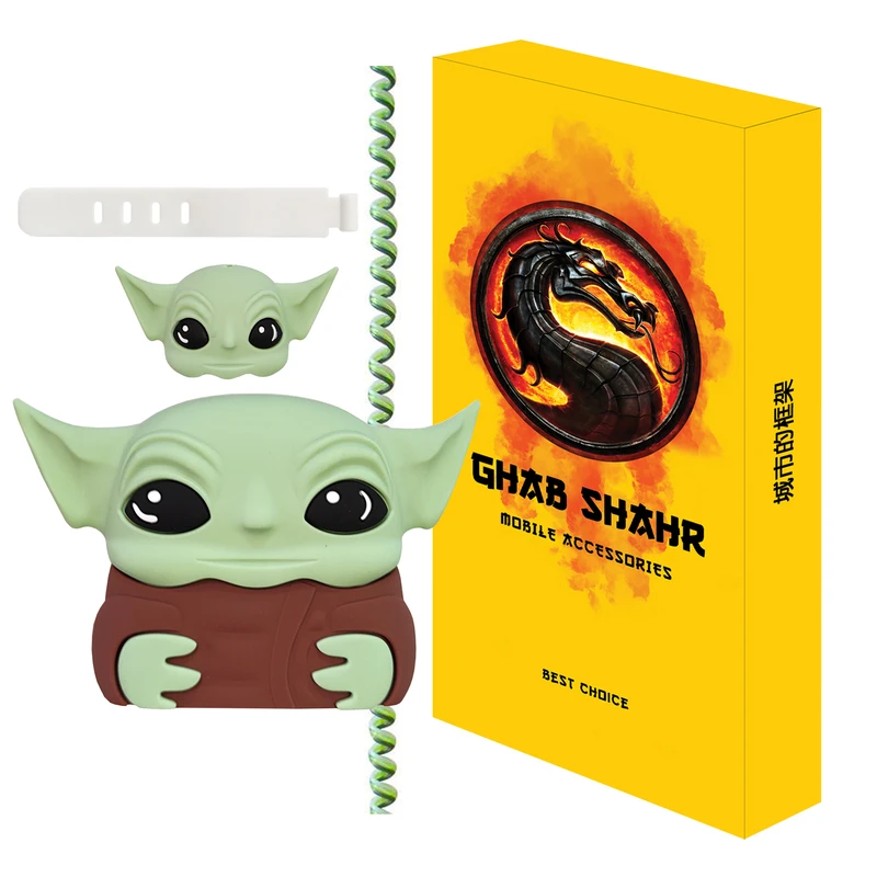 محافظ کابل قاب شهر مدل BABYYODA به همراه محافظ شارژر دیواری مجموعه 4 عددی