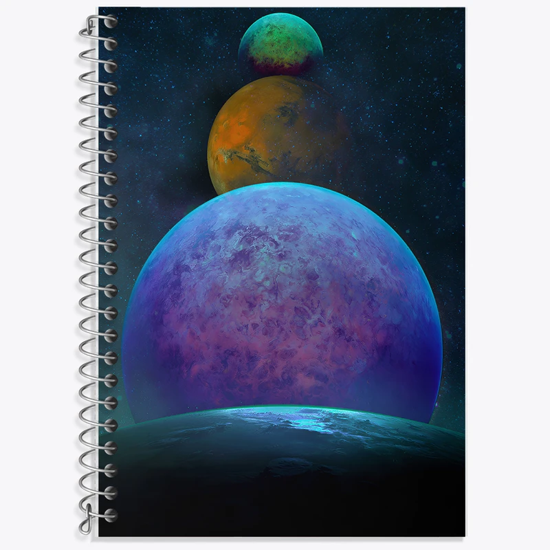 دفتر زبان 50 برگ خندالو مدل دو خط طرح کهکشان (galaxy) کد F6718