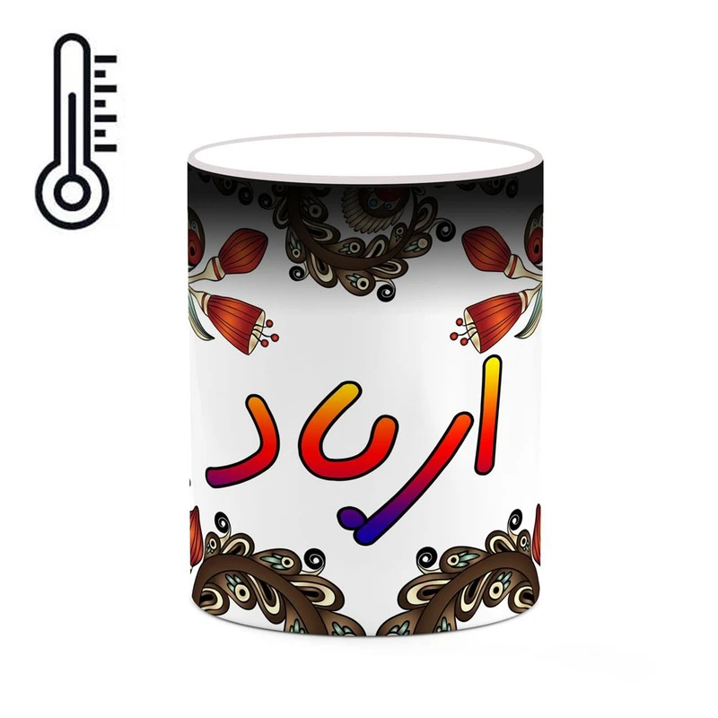 ماگ حرارتی کاکتی مدل اسم ارباد طرح سنتی گل و بته کد mgh43382