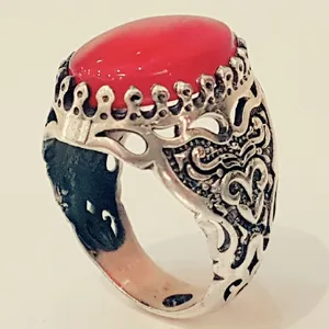 انگشتر نقره مردانه مدل سنگ عقیق یمانی کد P190