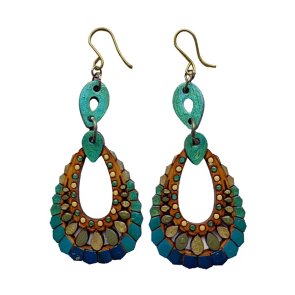 گوشواره زنانه مدل چوبی طرح اشک کد EP024