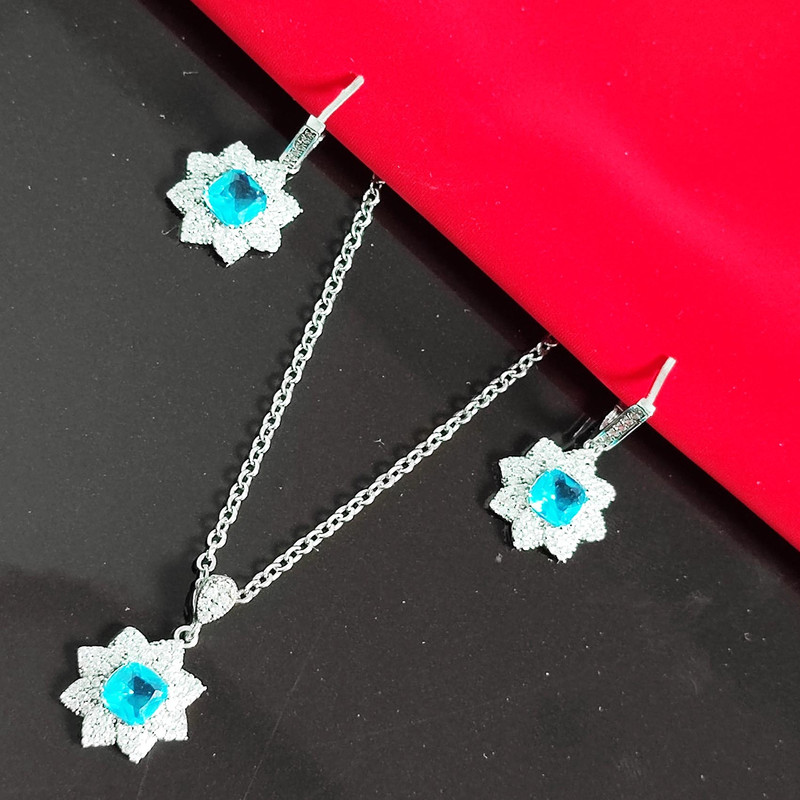 نیم ست نقره زنانه مدل شکوفه ای کد NS9023