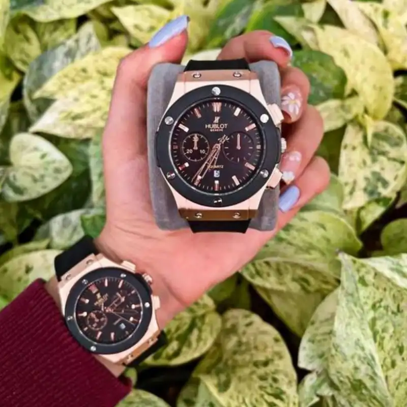 ست ساعت مچی عقربه ای زنانه و مردانه  مدل تک موتور رینگ دار