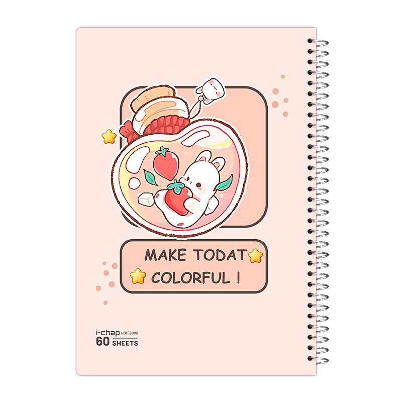 دفتر مشق 60 برگ آی چاپ مدل پاستیلی کیوت کد 381