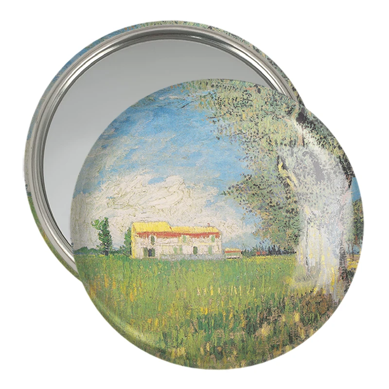 آینه جیبی خندالو مدل خانه در مزرعه گندم ونسان ونگوگ (Van Gogh) کد 36786