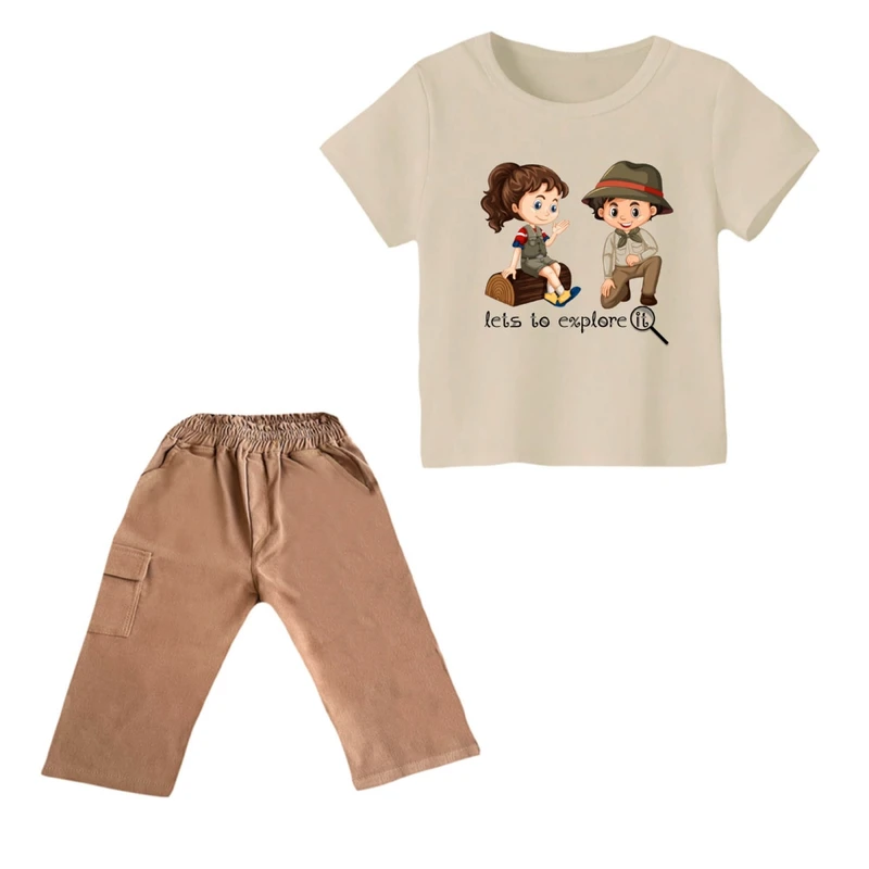 ست تی شرت و شلوارک پسرانه مدل اکتشاف