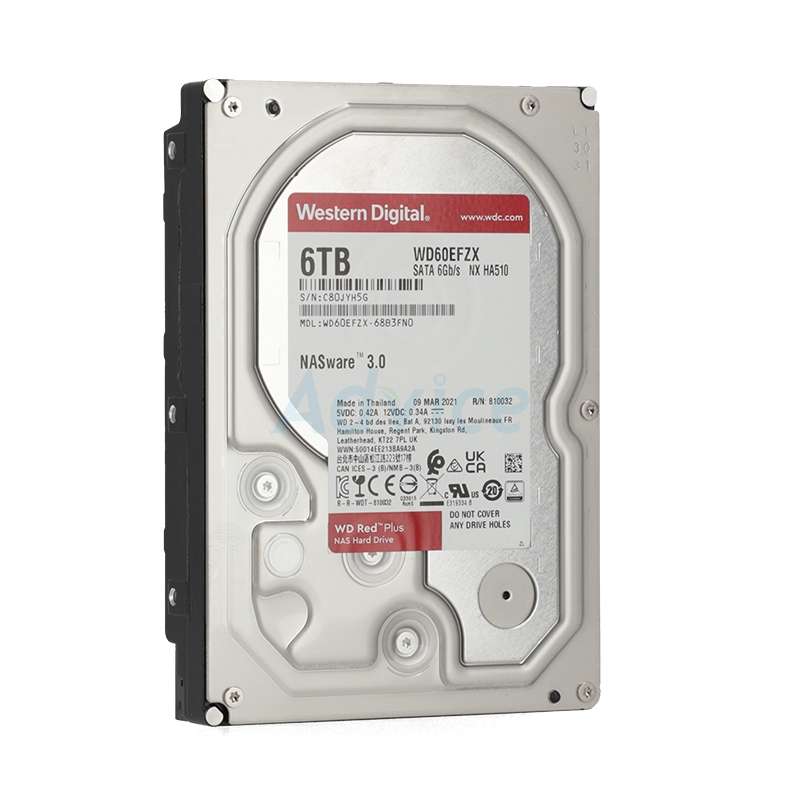 هارددیسک اینترنال وسترن دیجیتال مدل WD Red Plus NAS- WD60EFZX ظرفیت 6 ترابایت