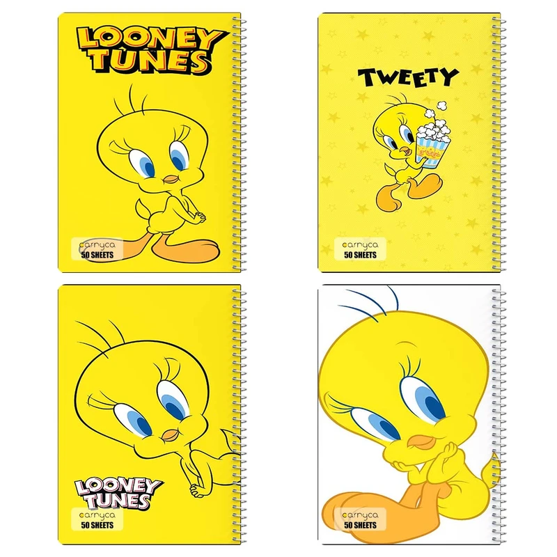دفتر نقاشي 50 برگ کارنيکا طرح توییتی Tweety کد 20398 مجموعه 4 عددی