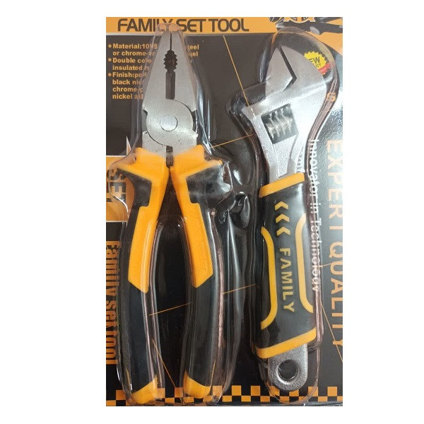 آچار فرانسه فامیلی مدل 121  سایز 7.4 میلی متر به همراه انبر دست