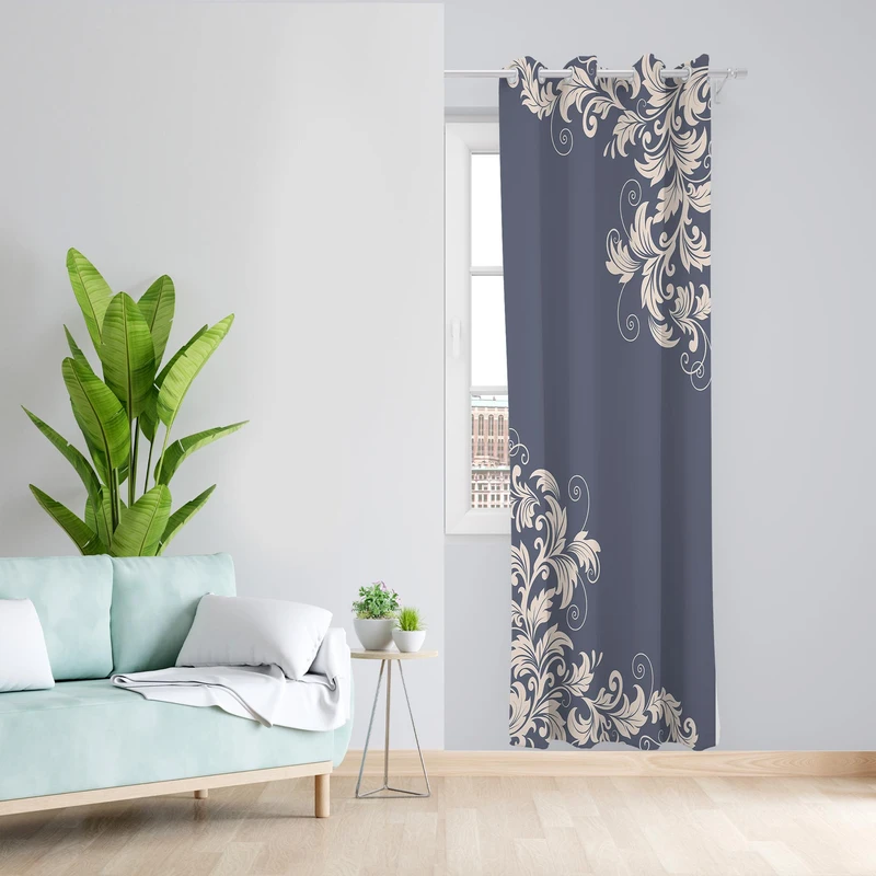 پرده طرح گل مدل مخمل پانچی کد 2_1309 W سایز 140x200 سانتی متر