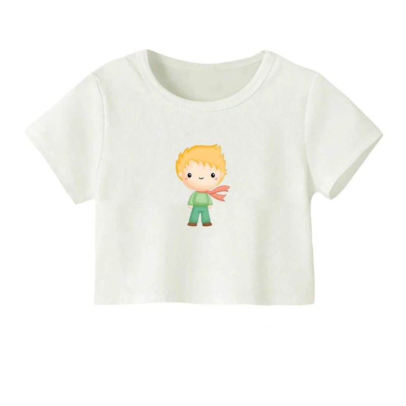 کراپ‌ تی‌شرت آستین کوتاه زنانه مدل شازده کوچولو کد۲