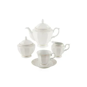 سرویس چای خوری 17 پارچه چینی زرین ایران مدل نئو کلاسیک کارراگلد درجه یک	