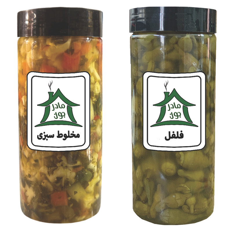 ترشی فلفل و ترشی مخلوط با سبزی خونه مادرجون بسته 2 عددی