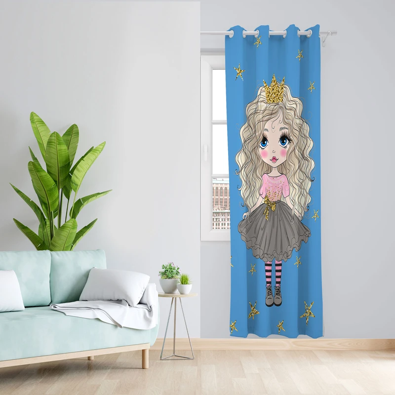  پرده مدل دخترانه مخمل پانچی کد 1838 سایز 140x200 سانتی متر