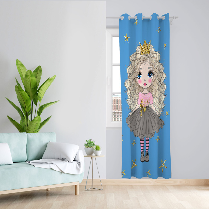 پرده مدل اتاق کودک دخترانه مخمل پانچی کد 1003 سایز 140x200 سانتی متر