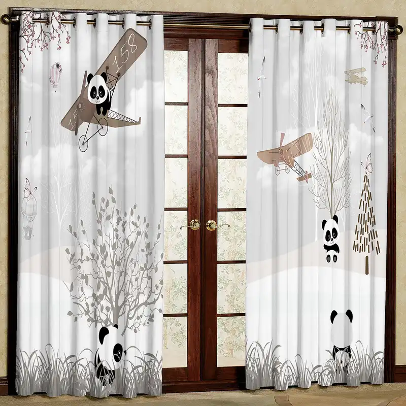 پرده مدل پاندا و هلیکوپتر مخمل پانچی کد 2687 سایز 200x140 سانتی متر